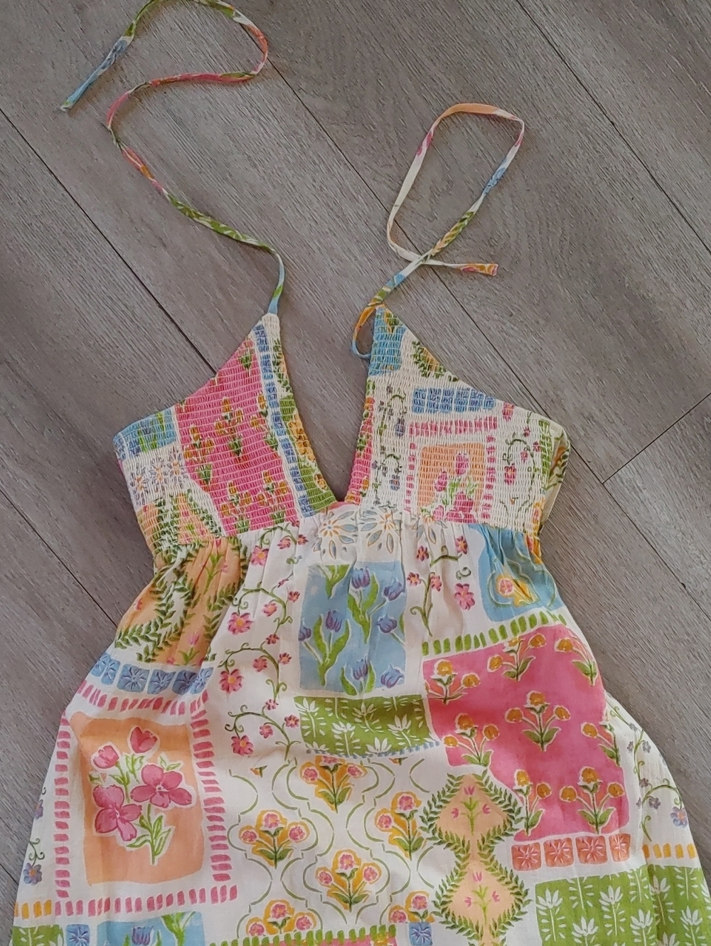 Patrons of Peace Girls Pink, Blue, Green Patchwork Dress